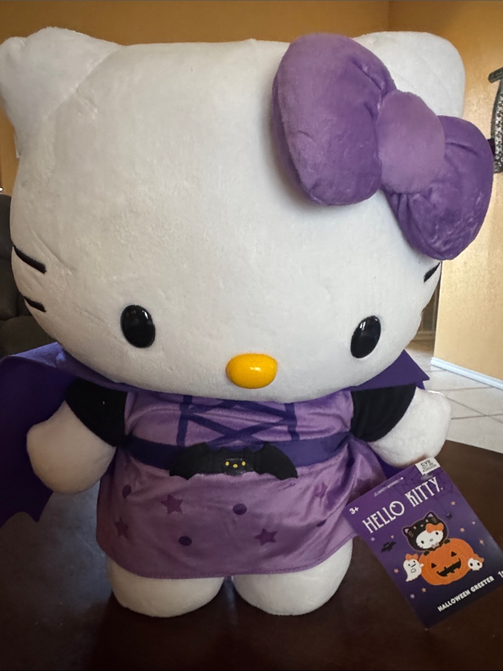 Hello Kitty White and Purple Halloween Costume Plush with Bow 17 inches tall